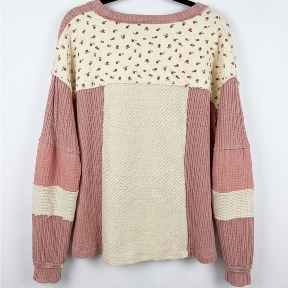 NWT POL Oversized Quilted Patchwork Top in Dusty Pink Size Large - Picture 4 of 4